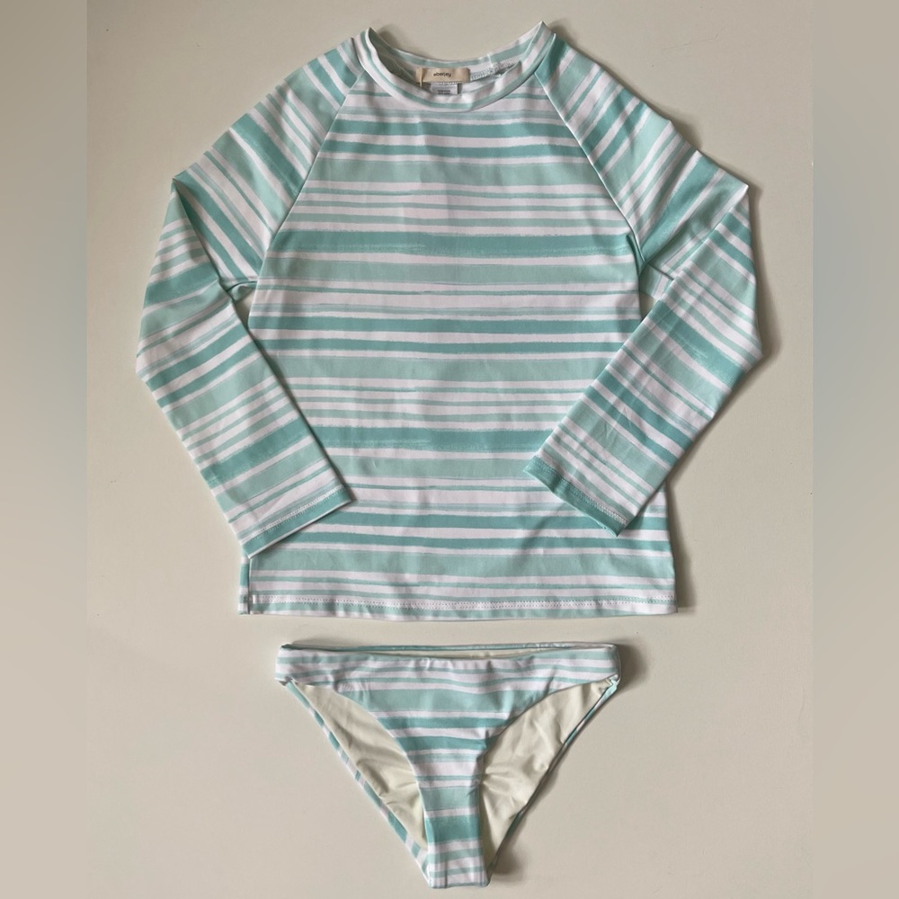 Eberjey Girls’ Painted Stripe Rashguard Swim Set